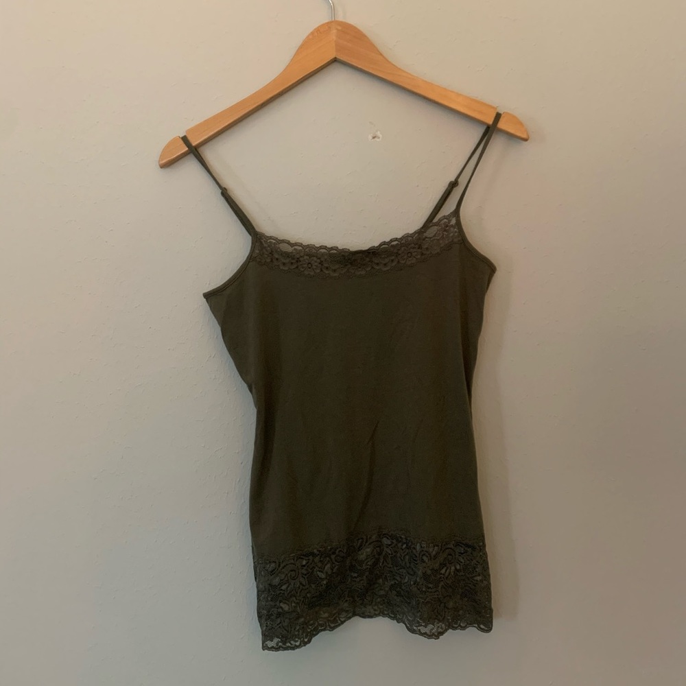 loft ann taylor green lace basic small tank top